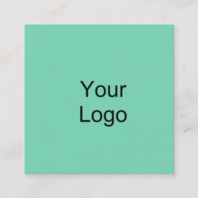 Custom Logo, Seafoam Green. Square Business Card (Front)
