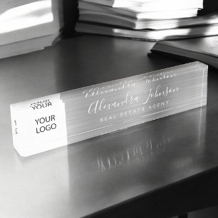 Custom Logo Silver Elegant Professional Nameplate