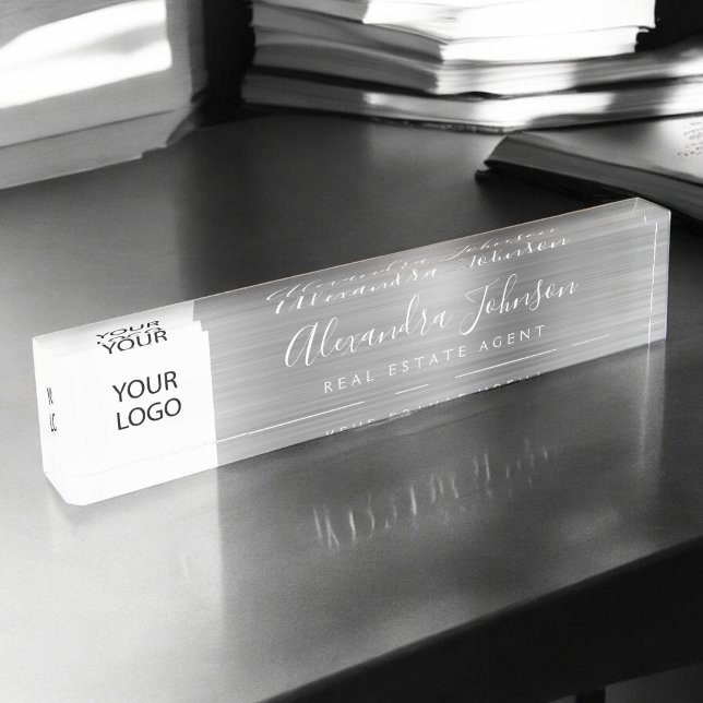 Custom Logo Silver Elegant Professional Nameplate (Creator Uploaded)