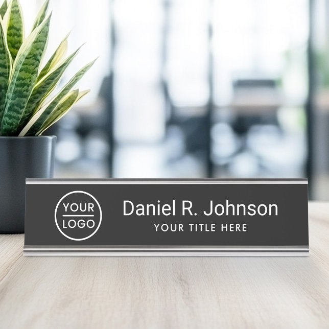 Custom logo simple black desk name plate (Custom logo simple black desk name plate)