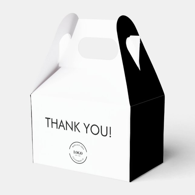 Custom Logo simple Black white Thank you  Favour Box (Front Side)