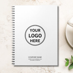 Custom Logo Simple Corporate Business White Notebook