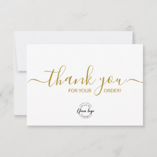 Custom logo Simple Elegant Gold Business order Thank You Card
