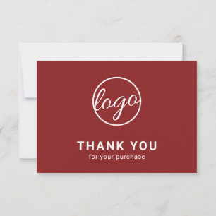 Custom Logo Simple Modern Burgundy Business Thank You Card