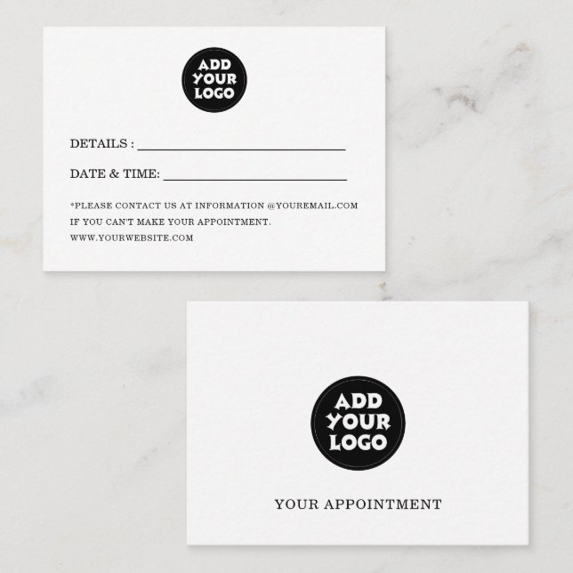 Custom logo Simple Modern Business Appointment Card (Front/Back)
