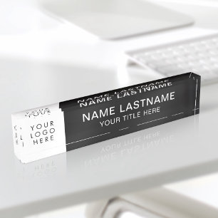 Custom Logo Simple Modern Centred Black White Nameplate