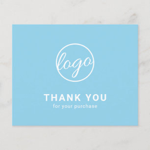Custom Logo Sky Blue Budget Thank You Card