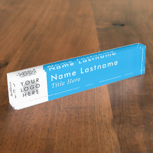 Custom Logo Sky Blue Modern Simple Minimalist Nameplate