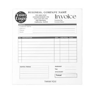 Custom Logo Small Business Invoice Sales Receipt N Notepad