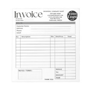 Custom Logo Small Business Invoice Sales Receipt O Notepad