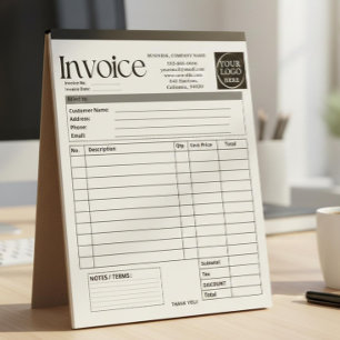 Custom Logo Small Business Invoice Sales Receipt O Notepad