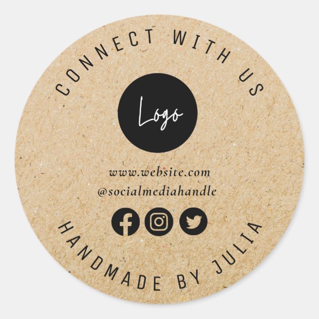 custom logo social media business classic round sticker (Front)