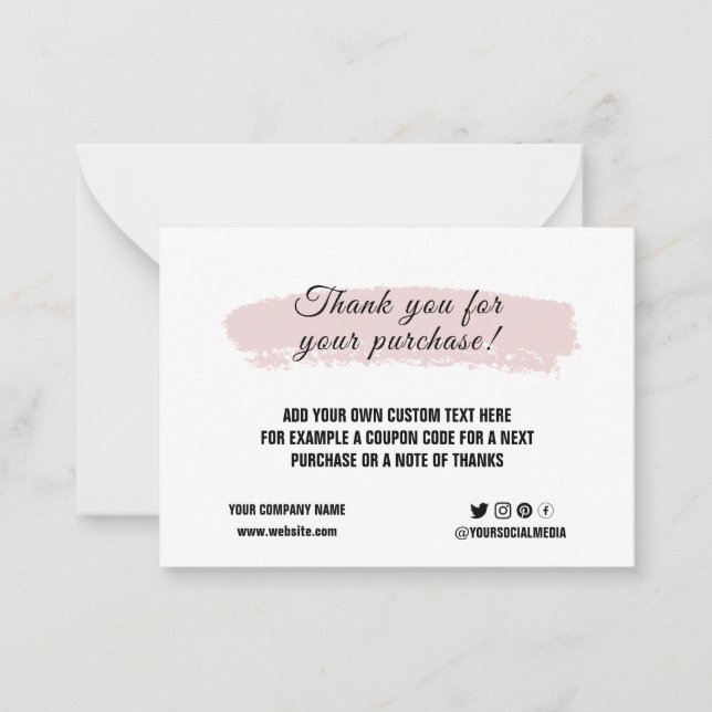 Custom logo social media elegant thank you card (Front)