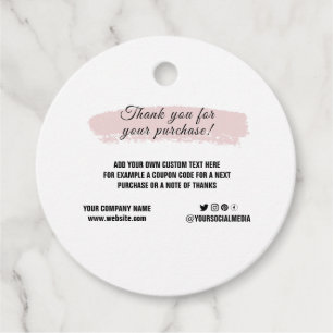 Custom logo social media elegant thank you  favour tags