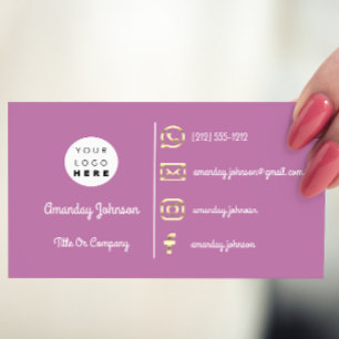 Custom Logo Social Media Gold QR Code Violet Business Card