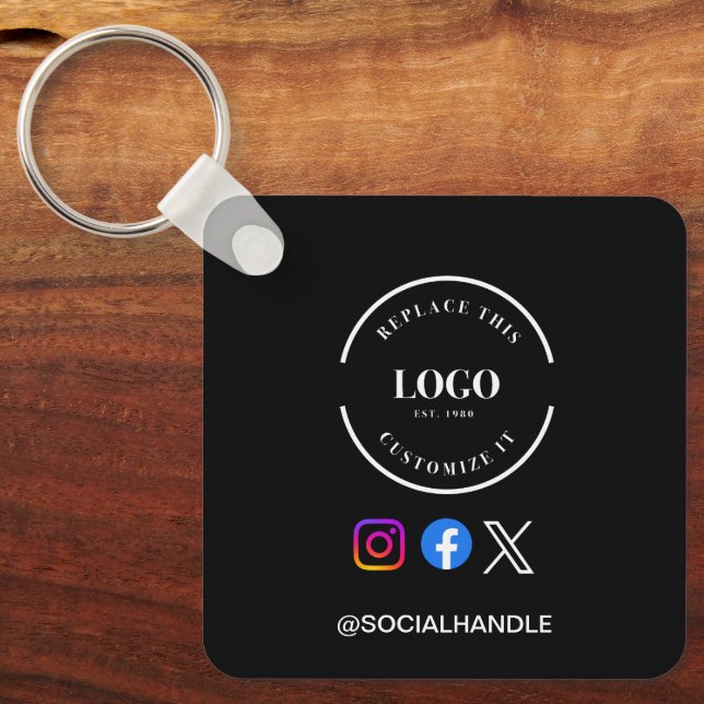 Custom logo Social Media handle QR code website  Key Ring (Front)