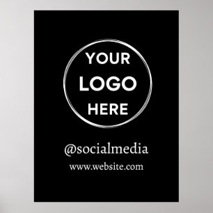Custom Logo Social Media Minimalist Business Black Poster