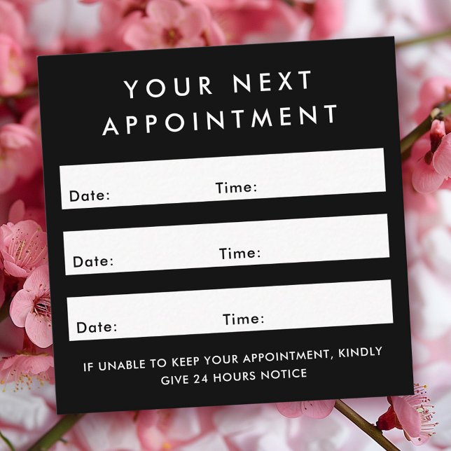 Custom logo square black appointment card (Custom logo square black appointment card)