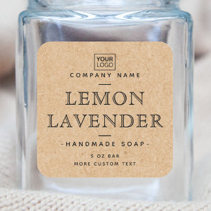 Custom logo square Kraft paper look product labels