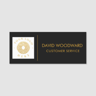 Custom  Logo Staff Gold Black Customer Service Name Tag