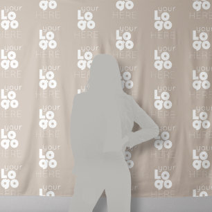 Custom Logo Step and Repeat Greige Photo Backdrop Tapestry