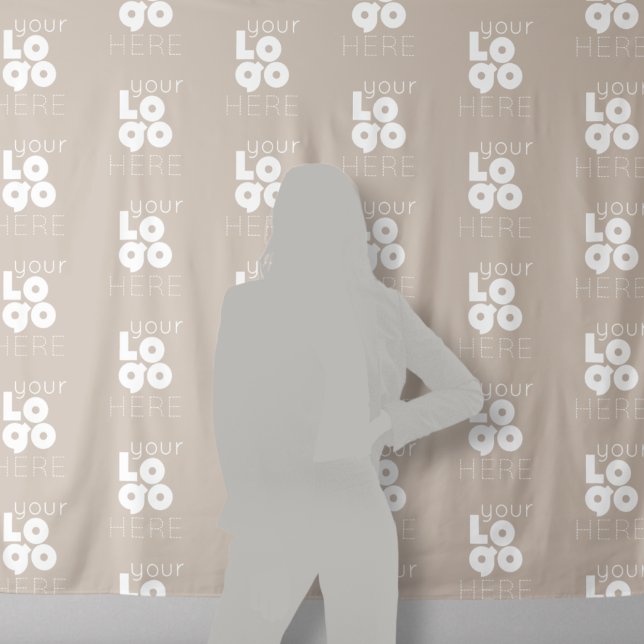 Custom Logo Step and Repeat Greige Photo Backdrop Tapestry (Creator Uploaded)