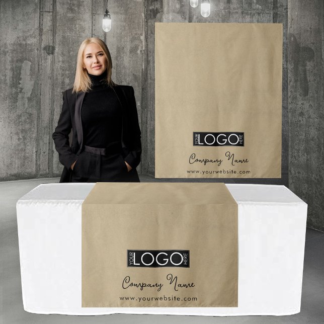 Custom  Logo Table Runner Banner Script Kraft Tapestry (Custom Logo Table Runner Banner Script Kraft Tapestry)
