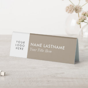 Custom Logo Tan Beige Minimalist Simple White Name