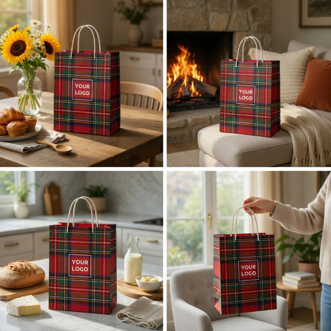 Custom Logo Tartan Paper Gift Bag (Creator Uploaded)