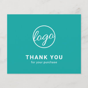 Custom Logo Teal Budget Thank You Card