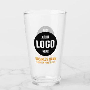 Custom Logo & Text 16oz Orange Personalised Beer Glass