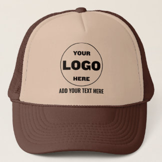 Custom Logo & Text Baseball Trucker Hat - Brown
