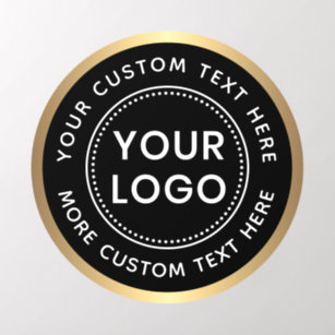 Custom logo text black golden gradient border wall decal