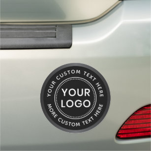 Custom logo text black or any colour grey border car magnet