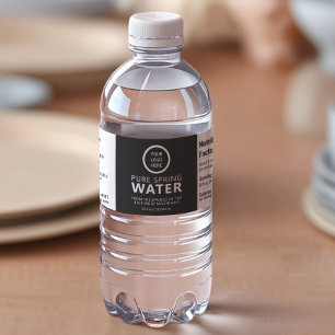 Custom Logo Text Black Water Bottle Prime Label