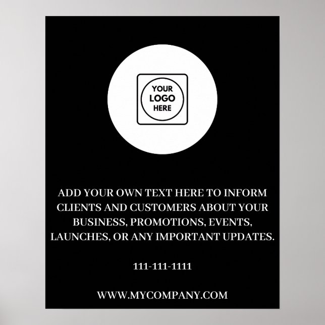 Custom Logo Text Branding Minimal Black Design  Poster (Front)