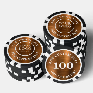 Custom Logo & Text Bronze Business Casino Night Poker Chips
