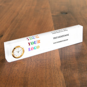 Custom Logo Text Business Desk Name Plate Template