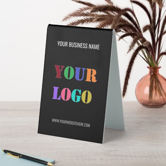 Custom Logo Text Business Table Tent Sign Template (In SItu (Table))