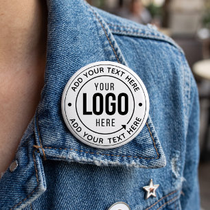 🔘 Custom Logo Text Button Personalised Pin-Badge