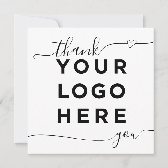 Custom logo text elegant square Thank You Cards (Front)