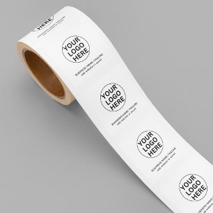 Custom Logo & Text l Promotional Company White  Square Sticker