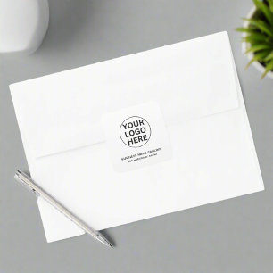 Custom Logo & Text l Promotional Company White  Square Sticker