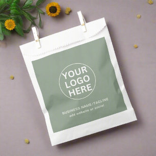Custom Logo & Text l Sage Green Branded Business Favour Bag