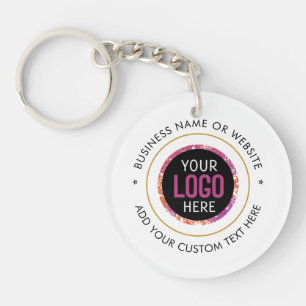 Custom LOGO Text Modern Black White Business Ke Key Ring