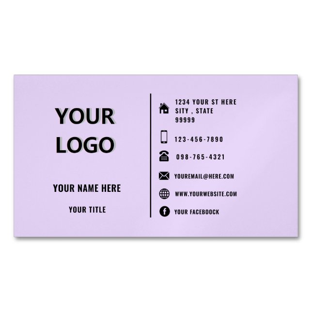 Custom Logo Text Personalised Business Card Magnet (Front)