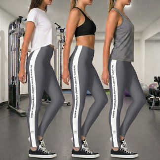 Custom Logo & Text Promotional Grey and White Leggings
