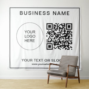 Custom Logo Text QR Code Event Seminar Backdrop Tapestry