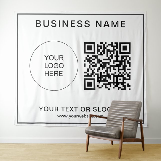 Custom Logo Text QR Code Event Seminar Backdrop Tapestry (In Situ (Horizontal))