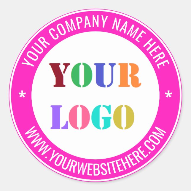 Custom Logo Text Round Sticker Example Your Colour (Front)